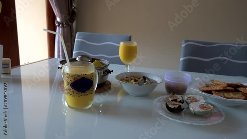 Close up view footage of Indonesian food on the white table with shallow depth of field shot