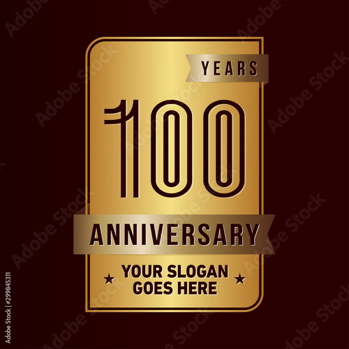 100 years anniversary design template. One hundred years celebration logo. Vector and illustration.