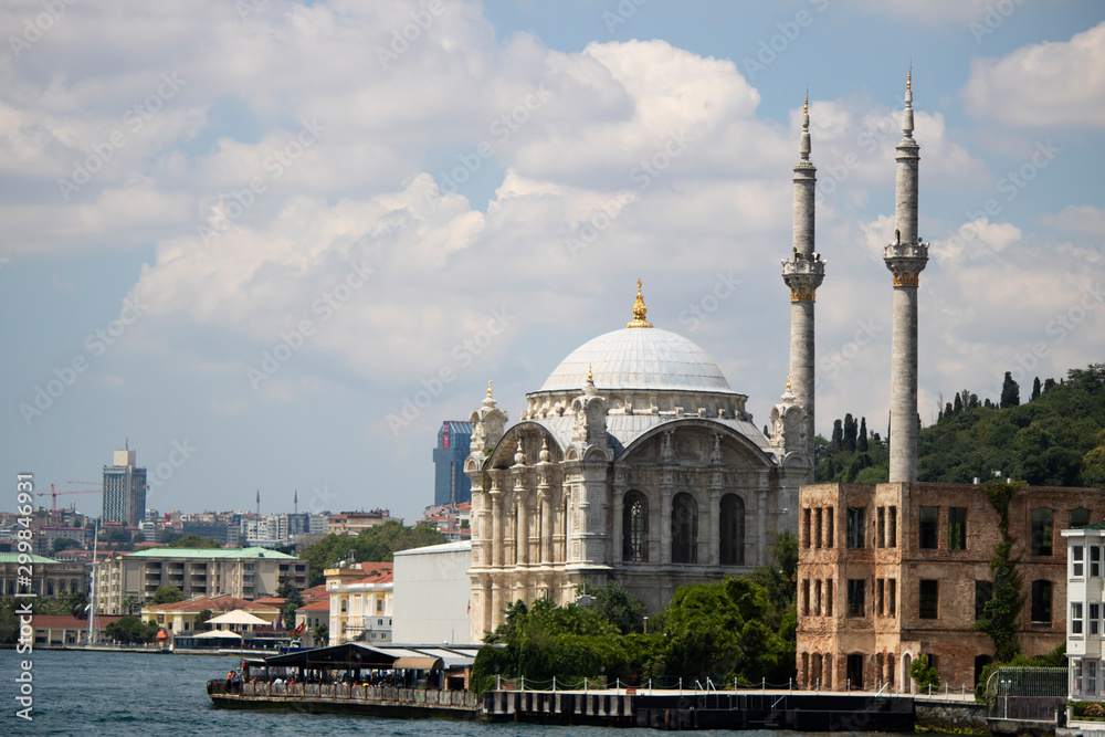 Image of Ortakoy mosque. Photographed on the sea.