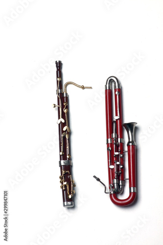 Obraz na plátně bassoon and contra-bassoon isolated on white background