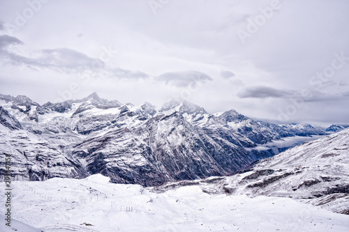 View of snow coverd mountain Matterhorn from top of observation deck © Davidzfr