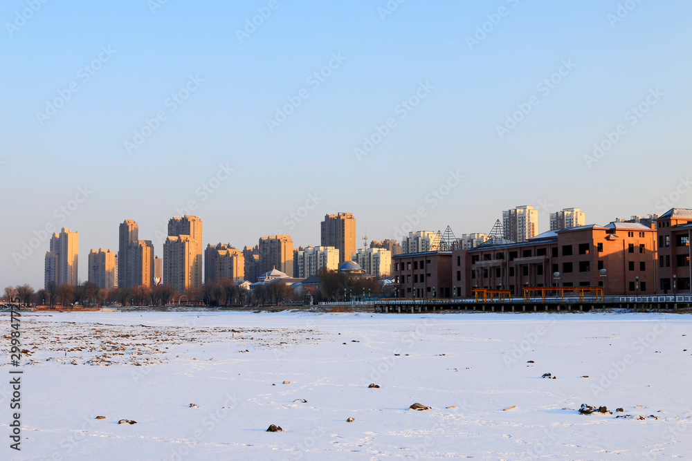 Fototapeta premium urban snow scene