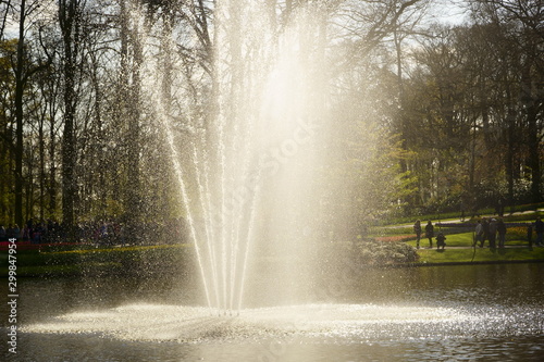 Water fountain Tulip garden keukenhof Netherland