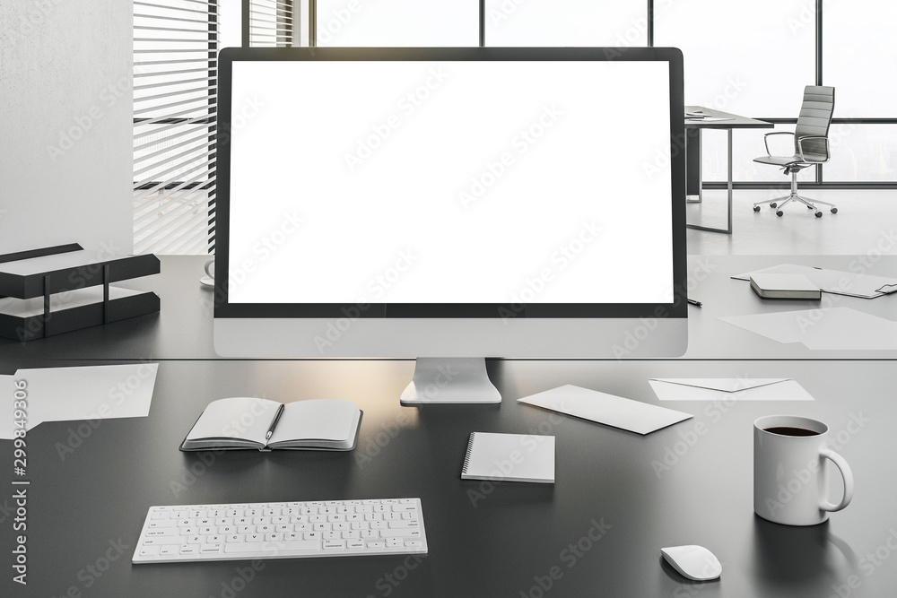 Fototapeta premium Desktop with empty computer display