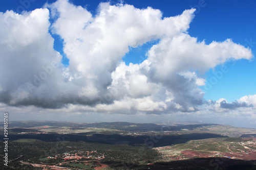 View from Mount Meron to the valley with agricultural fields from the mountain, Upper Galilee, north of Israel_2 photo