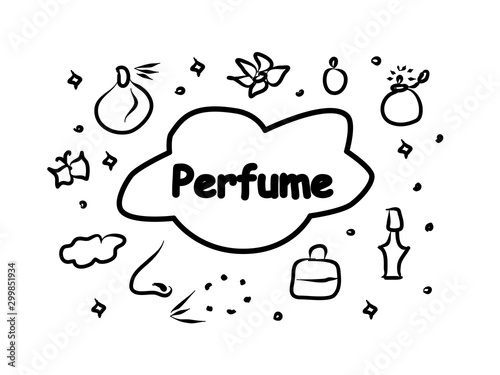 Perfume, icon set. Aroma, flat design. Social media illustration collection, silhouette of symbol