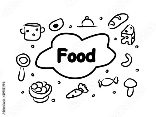 Food icon set. Nutrition, flat design. Social media illustration collection, silhouette of symbol black