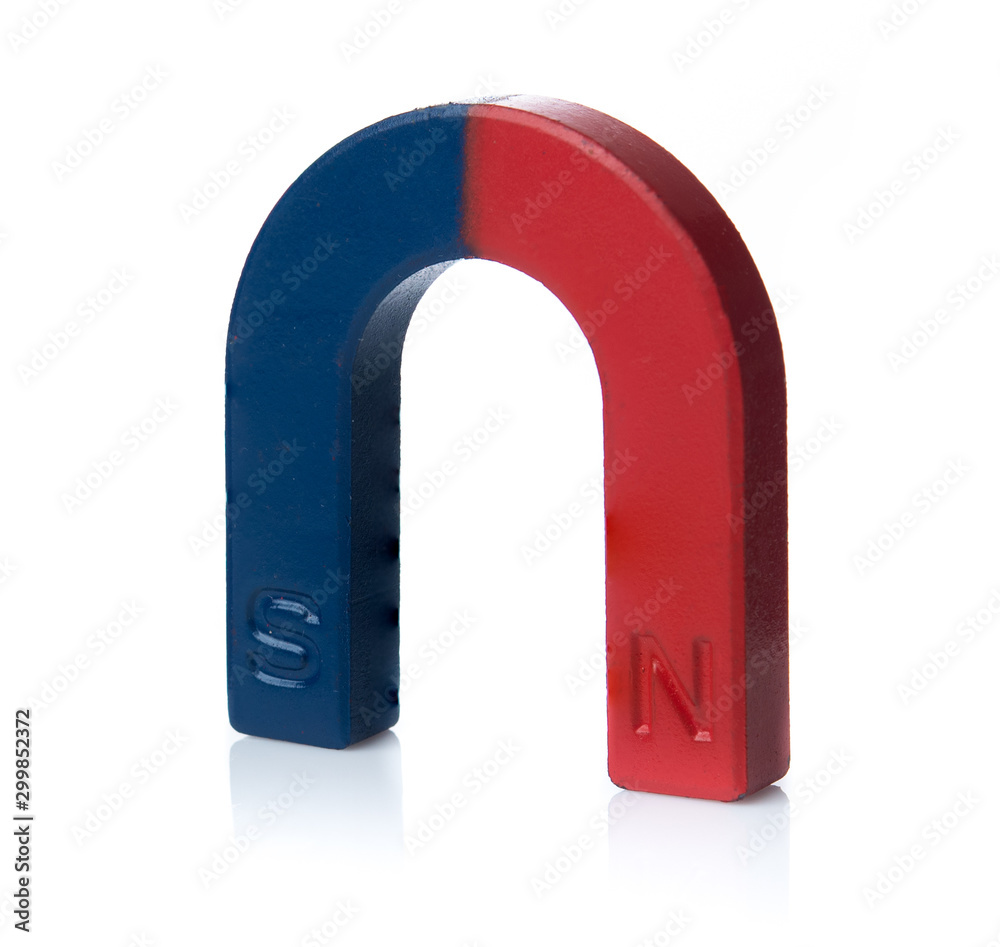 U shape steel magnet over white background. U shape steel magnet over white background.