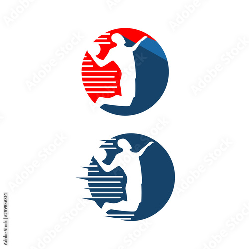 Handball vector sign logo. Abstract colorful silhouette of player Handball logo team template