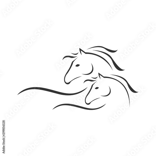 silhouette of 2 Horse Logo Template Vector illustration design on white background
