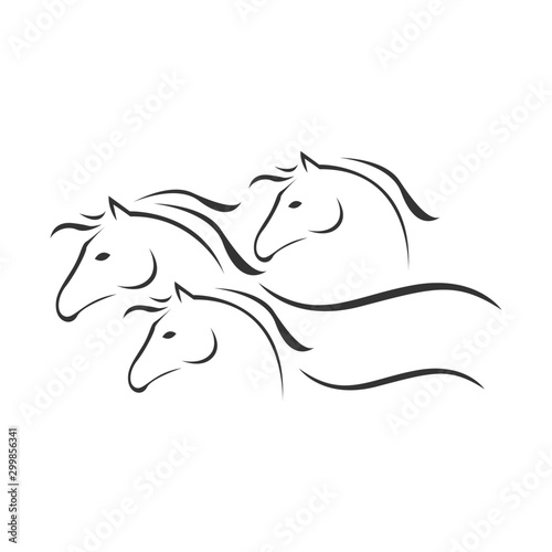silhouette of 3 Horse Logo Template Vector illustration design on white background