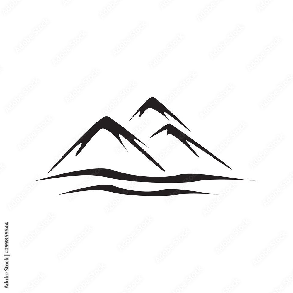 Abstract mountain logo vector nature or outdoor landscape silhouette
