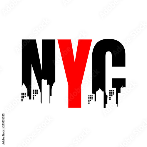 New York City abbreviation NYC lettering a modern city symbol isolated on white background