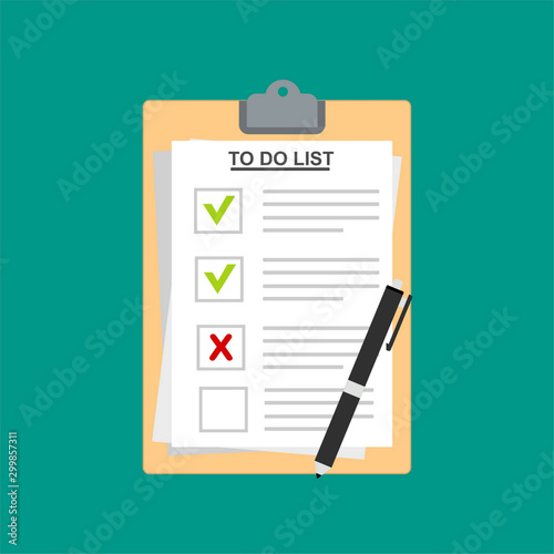checklist questionnaire paper; square box with sign; vector illustration