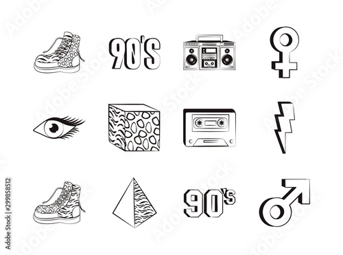 bundle of nineties set icons