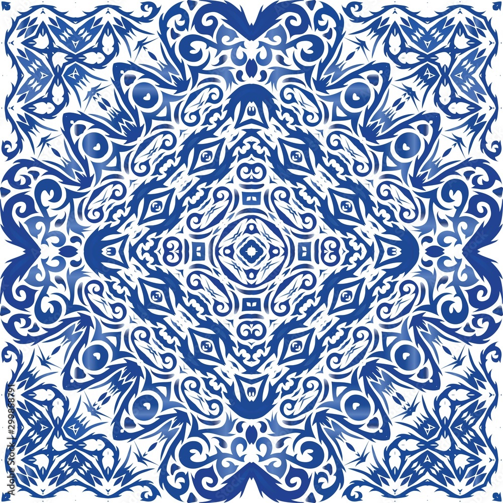 Ethnic ceramic tile in portuguese azulejo.