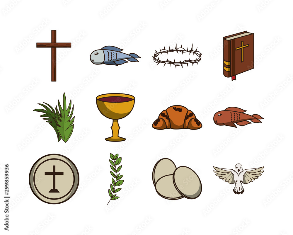 Fotografie bundle of first communion set icons