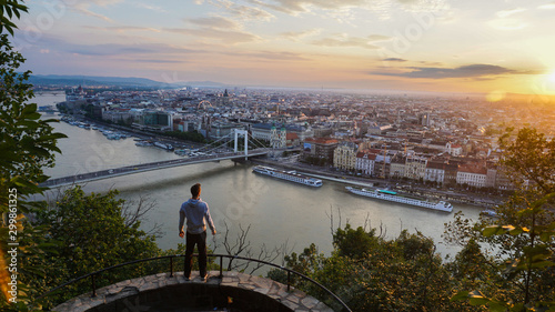 Canvas Print Budapest sunrise landscape