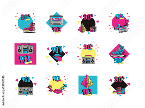 bundle of nineties set icons
