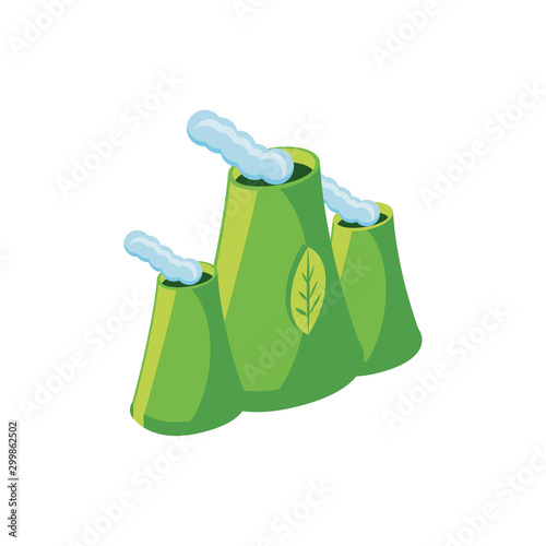 nuclear reactor for renewable energy on white background
