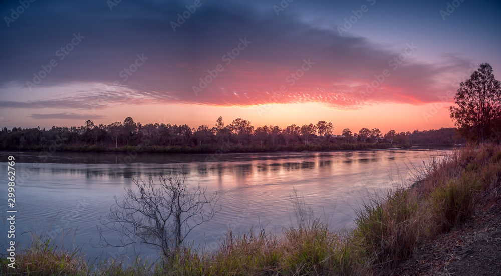 Panoramic Sunrise Over River