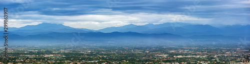 landscape panorama view of cityscape from the mountain view point , Chiangmai ,Thailand