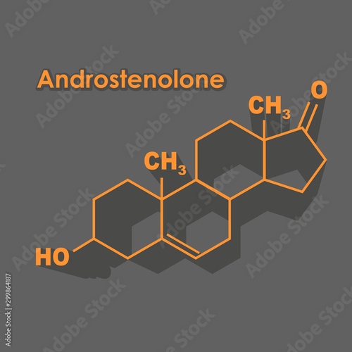 Chemical molecular formula hormone androstenolone. Infographics illustration.