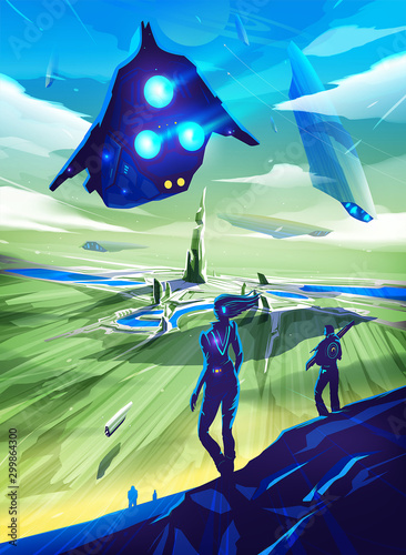 The conceptual art of humankind civilization in vector art.