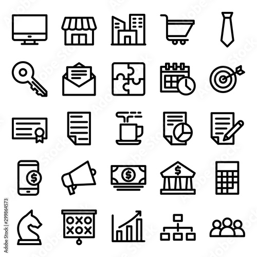set of business and finance icons with simple outline style, vector eps 10 