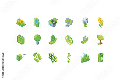 set of icons renewable energy on white background
