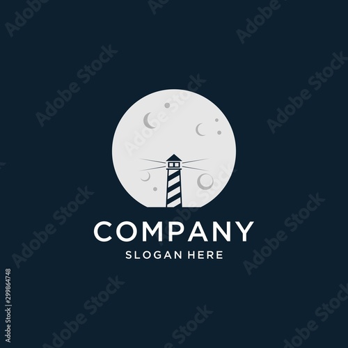 Night harbour logo vector illustration