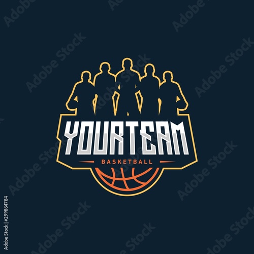 basketball badge logo design vector illustration
