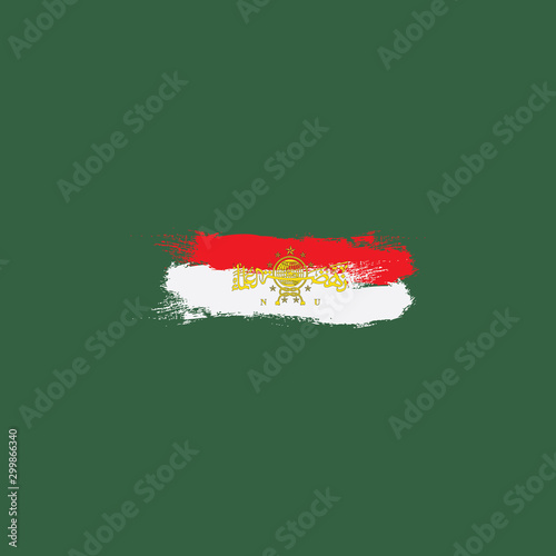 red and white flag and NU logo vector