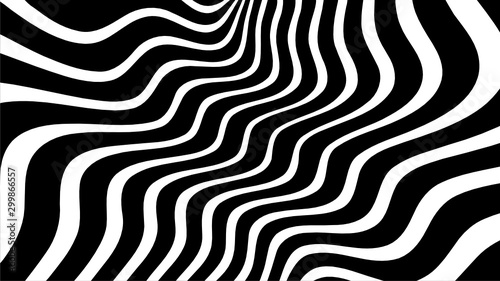 Vector - Black and white curved wave line abstract illusion.