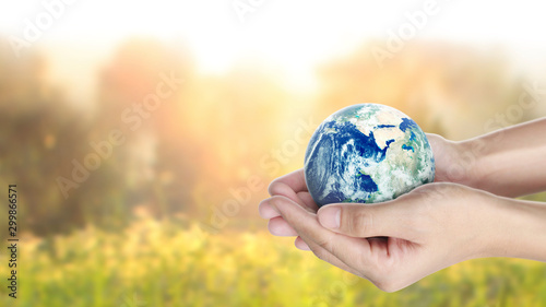 Fototapeta Naklejka Na Ścianę i Meble -  Globe ,earth in human hand. Earth image provided by Nasa