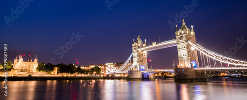 panorama view of London Tower Bridge at Twilight, London UK.
