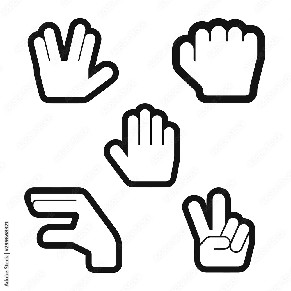 Illustration vector set of outline hand symbols