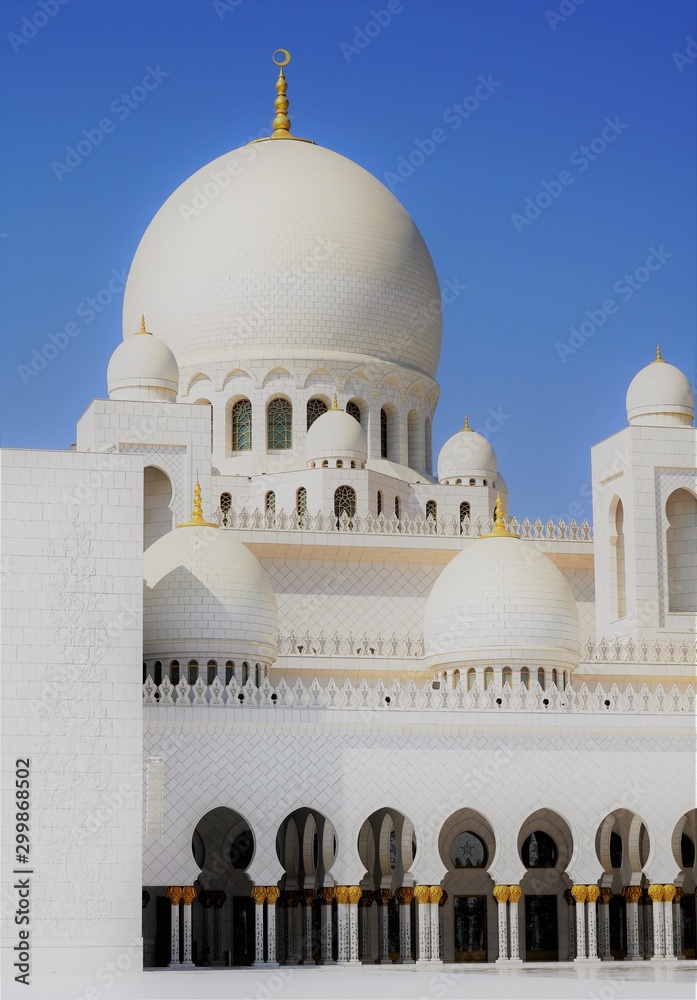 scenic view on domes of sheikh zayed mosque in abu dhabi