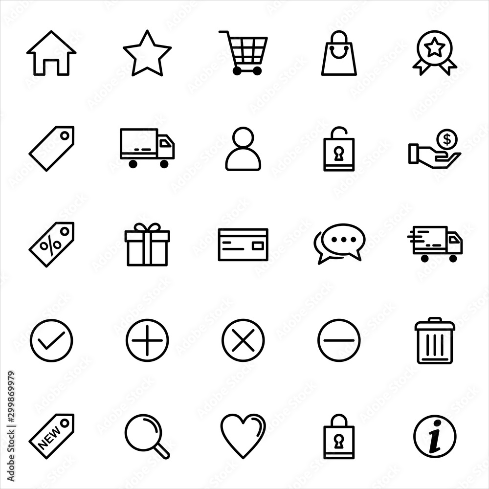 Set of ecommerce Icon. Collection of online shopping icon with trendy flat line style icon for web site design, logo, app, UI isolated on white background. vector illustration eps 10 Set of ecommerce Icon. Collection of online shopping icon with trendy flat line style icon for web site design, logo, app, UI isolated on white background. vector illustration eps 10