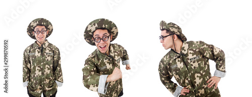 Funny soldier isolated on the white