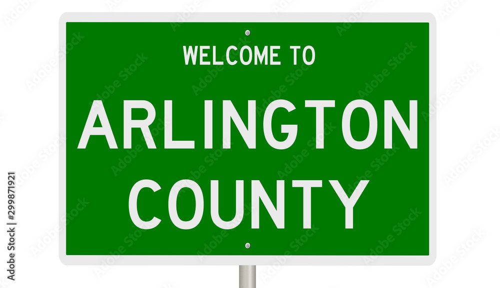 Rendering of a green 3d sign for Arlongton County