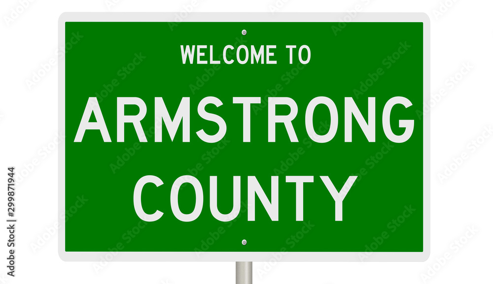 Rendering of a green 3d sign for Armstrong County