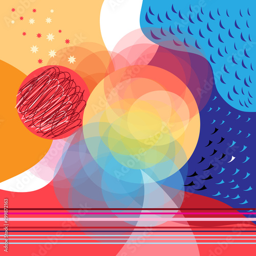 Abstract color vector background of different objects