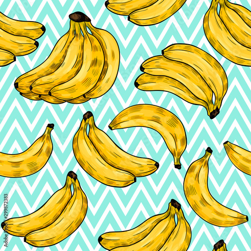 Sweet bananas. Vector seamless patternVintage style photo