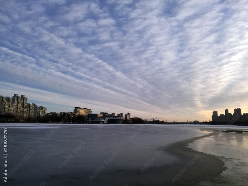 Waterfront City winter scenery