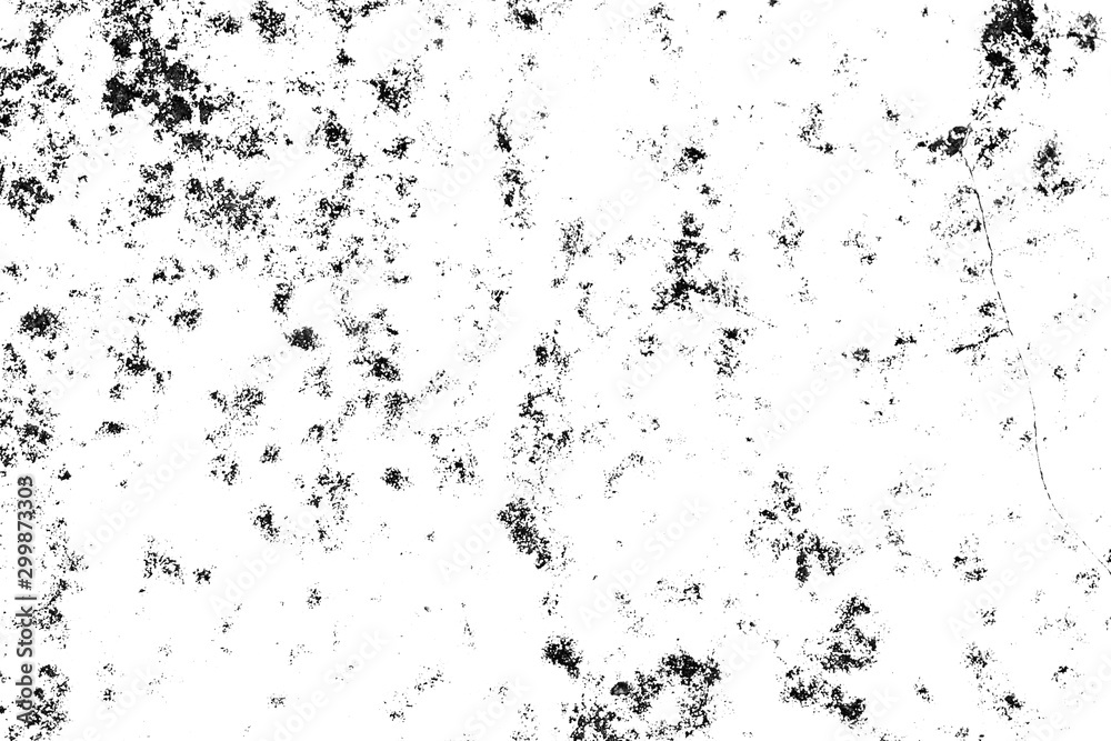 Abstract monochrome background pattern of cracks, chips, scratches, stains, scuffs.