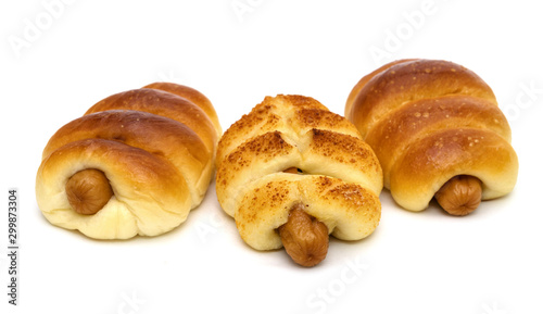 Cheese Sausage bread isolated on white background