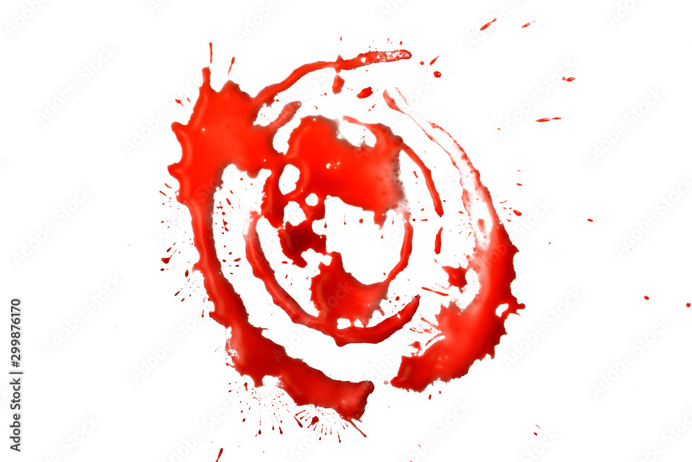 closeup drops of red blood isolated on white background,abstract pattern closeup drops of red blood isolated on white background,abstract pattern