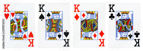 Four Kings Playing Cards - isolated on white photo