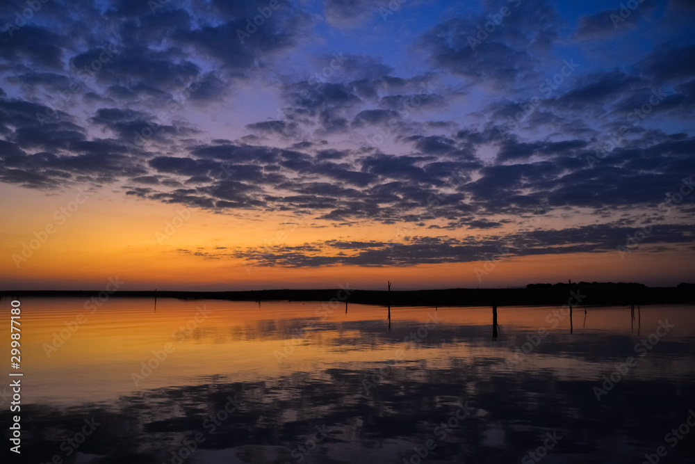 Sunset reflected on a lake